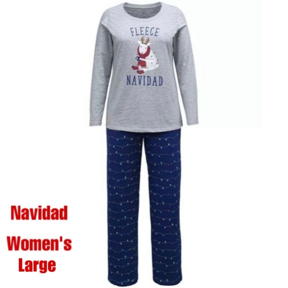 L-NIP Matching Family Christmas “Fleece Navidad” Pajamas Sets